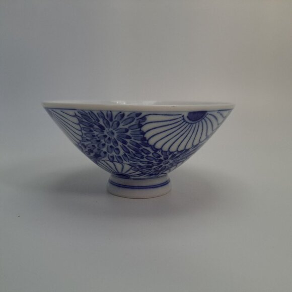Vintage Otagiri Blue White Floral Ceramic Rice Bowl - Picture 4 of 16